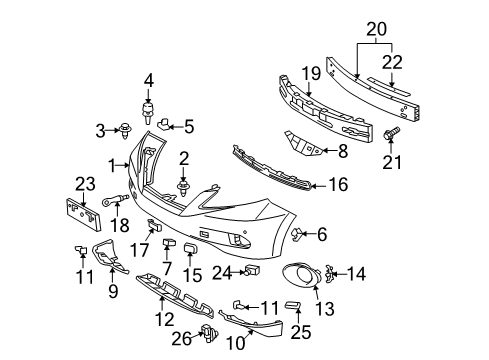 2011 Lexus RX450h Front Bumper Pad, Rear Bumper, RH Diagram for 524620E010