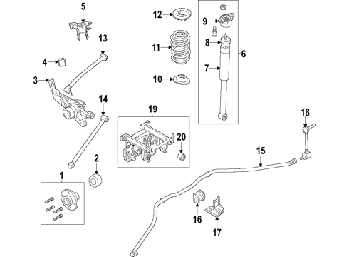 2019 Ford EcoSport Rear Suspension Components, Lower Control Arm, Upper Control Arm, Stabilizer Bar Bracket Diagram for GN1Z5A757A