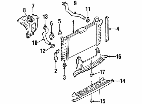 1999 Oldsmobile Intrigue Radiator & Components Radiator Assembly Diagram for 52485608