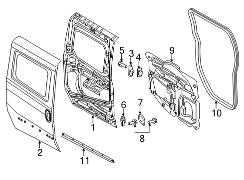 2017 Ram ProMaster City Side Loading Door - Door & Components Strip-Rear Door Diagram for 68415148AA