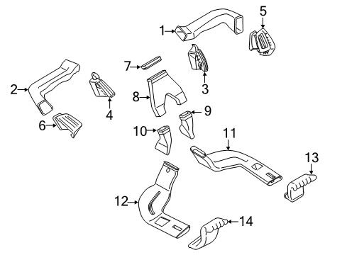 2018 Ford Transit Connect Ducts Louver Diagram for DT1Z19893AG