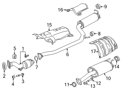2013 Acura ILX Exhaust Components Pipe B, Exhaust Diagram for 18220TX6A01