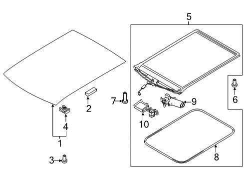 2016 Ford Transit Connect Sunroof Seal Diagram for DT1Z1751884BA