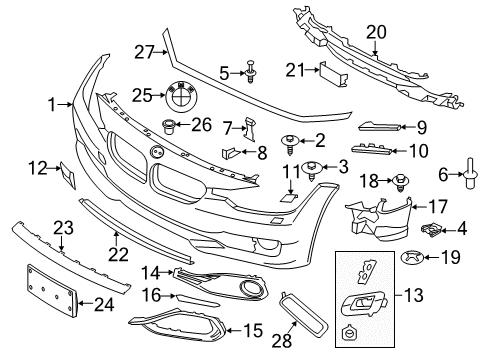 2018 BMW 440i Front Bumper Mounting, Side Panel, Front Bottom Left Diagram for 51117294653