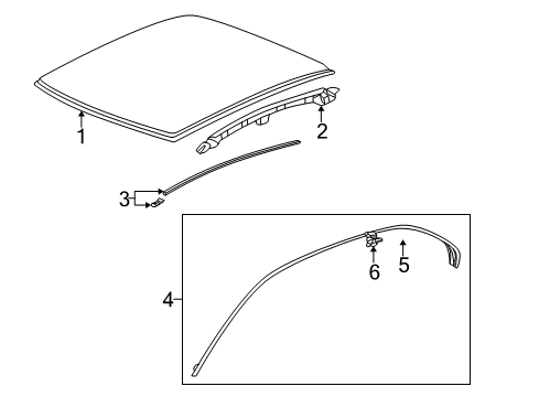 2003 Honda Civic Roof & Components, Exterior Trim Rail, R. Roof Side Diagram for 64211S5DA00ZZ