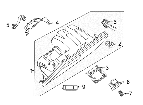 2019 BMW X3 Glove Box Opener, Glove Box Diagram for 51169363455