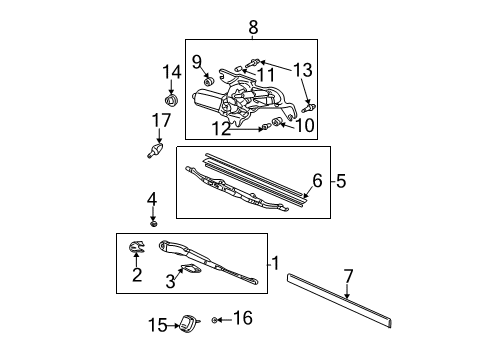 2003 Honda CR-V Wiper & Washer Components Rubber, Mounting Diagram for 76701S6A003