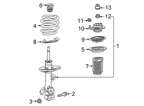 2022 Lexus ES250 Struts & Components - Front Cap, FR ABSORBER Loc Diagram for 4868433030