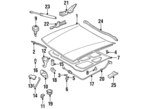 1997 Cadillac DeVille Hood & Components Seal Asm-Hood Front Diagram for 25925190