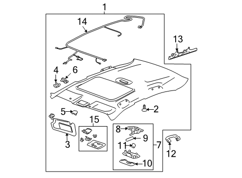 2009 Chevrolet Impala Interior Trim - Roof Headliner Diagram for 19354637