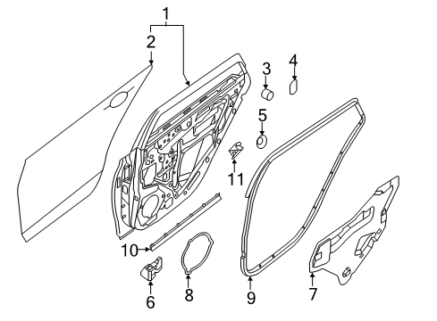2017 Nissan Sentra Rear Door Regulator Door Window Rh Diagram for 827204KH0B