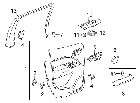 2016 GMC Canyon Rear Door Upper Trim Diagram for 52020392