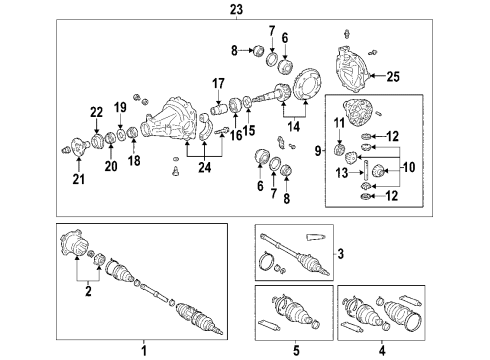 2004 Lexus RX330 Rear Axle, Axle Shafts & Joints, Differential, Propeller Shaft Differential Diagram for 4130121060