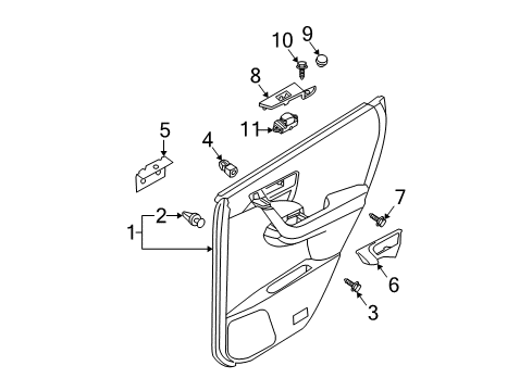 2005 Nissan Murano Rear Door Motor Assembly - Regulator, RH Diagram for 807308991A