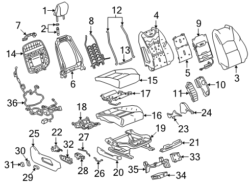 2021 Cadillac XT4 Passenger Seat Components Occupant Sensor Diagram for 84568048
