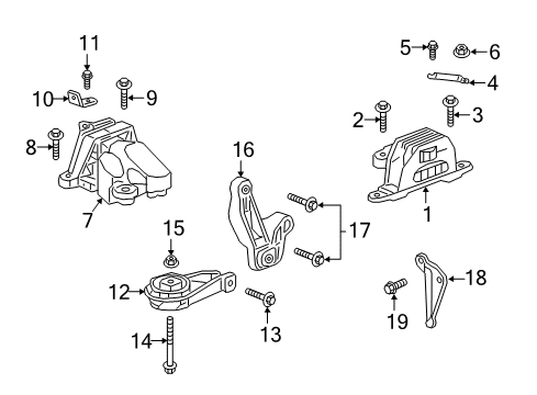 2016 Chevrolet Malibu Engine & Trans Mounting Transmission Mount Bracket Diagram for 23438166
