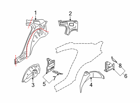 2008 BMW 750Li Inner Structure - Quarter Panel Wheelhouse Extension, Right Diagram for 41147044064