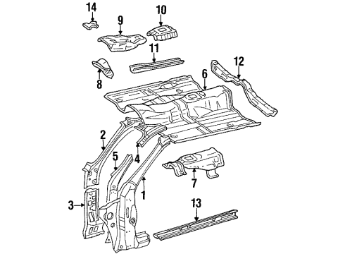 1997 Toyota Celica Hinge Pillar, Floor, Rocker Panel Floor Pan Diagram for 5811120230