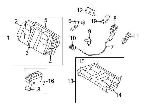2009 Infiniti G37 Rear Seat Components Cushion Assembly Rear Seat Diagram for 88300JL20B