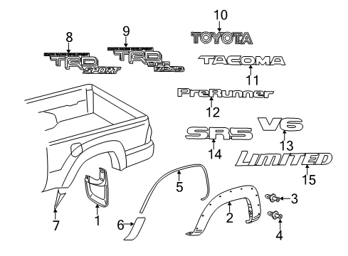 2013 Toyota Tacoma Exterior Trim - Pick Up Box Nameplate Diagram for 754580C020