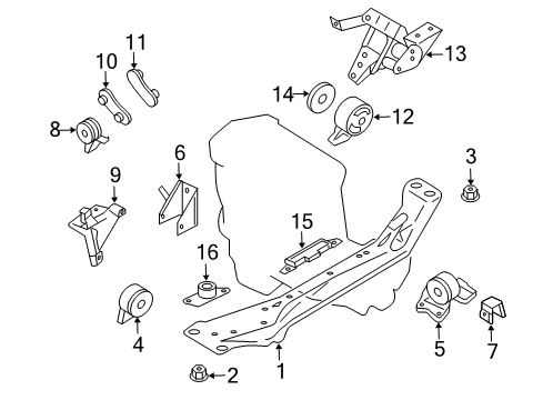 2001 Nissan Sentra Engine & Trans Mounting Pad-Engine Mounting Member Diagram for 112484M410