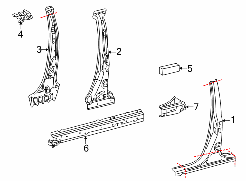 2011 Lexus RX450h Center Pillar & Rocker Reinforcement Sub-Assy, Center Body Pillar, RH Diagram for 6103748905