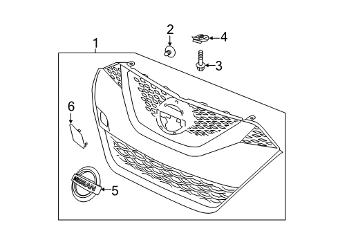 2017 Nissan Maxima Grille & Components Screw Diagram for 638493KA0A