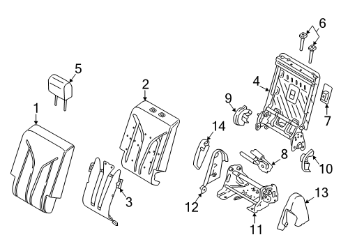 2020 Lincoln Nautilus Rear Seat Components Adjust Handle Diagram for FA1Z5862418AAA