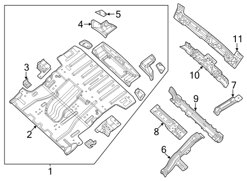 2022 Jeep Grand Wagoneer Rear Floor & Rails PAN-REAR FLOOR Diagram for 68425115AC
