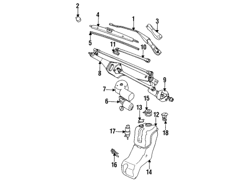 1988 BMW 735i Wiper & Washer Components Wiper Motor Cover Diagram for 61611384980