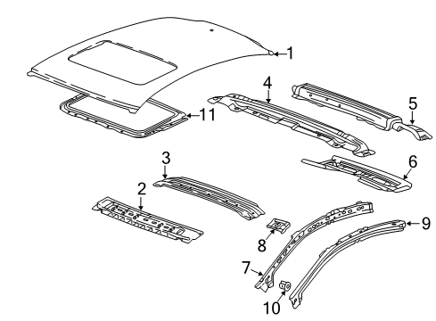 2019 Chevrolet Cruze Roof & Components Windshield Header Diagram for 13430192