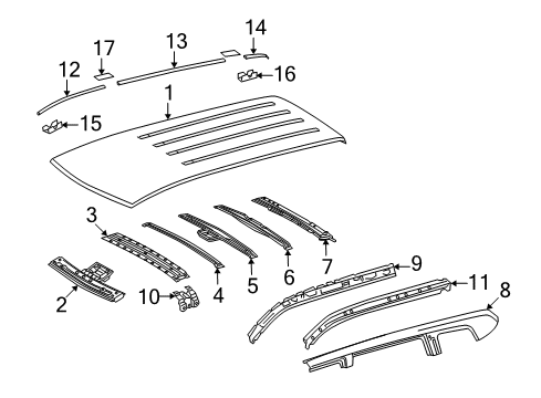 2010 Toyota Highlander Roof & Components Windshield Header Diagram for 6310248910