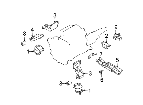2004 Infiniti FX35 Engine & Trans Mounting Member Assy-Engine Mounting, Rear Diagram for 11310AF800