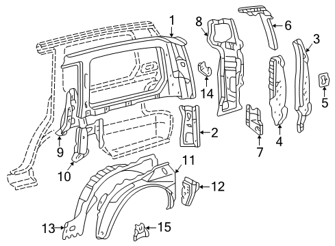 1999 Lexus LX470 Inner Structure - Quarter Panel Lower Pillar Diagram for 6171160041