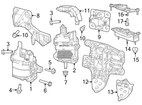 2022 Jeep Grand Wagoneer Automatic Transmission TRANSMISSION MOUNT Diagram for 68441340AC