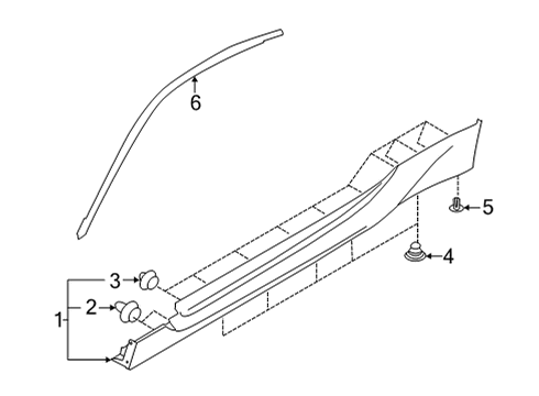 Exterior Trim - Pillars Upper Molding Diagram for SU00308601