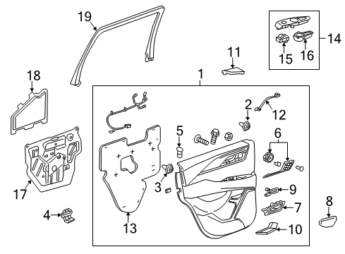 2019 Cadillac Escalade Rear Door Cup Holder Diagram for 23113878