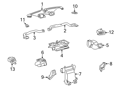 2000 Lexus ES300 Ducts Nozzle, Side Defroster, NO.1 Diagram for 5596133040E0