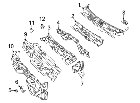 2019 Ram 3500 Cab Cowl SILENCER-Dash Panel Diagram for 68363215AD