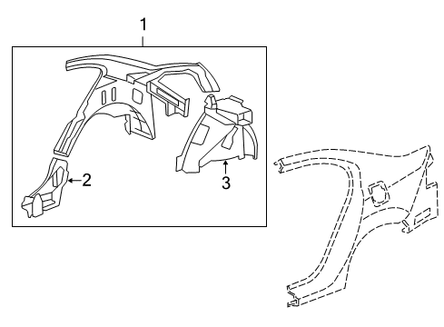 2012 Acura TSX Inner Structure - Quarter Panel Extension, Right Rear Wheel Arch Diagram for 64320TL2315ZZ