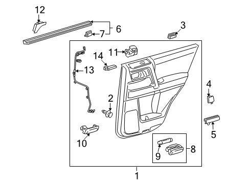 2019 Toyota 4Runner Front Door Door Trim Panel Diagram for 6763035B40C0