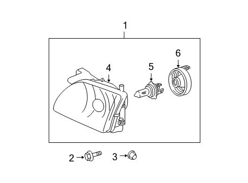 2001 Toyota Tacoma Headlamps Lens & Housing Diagram for 8111004110