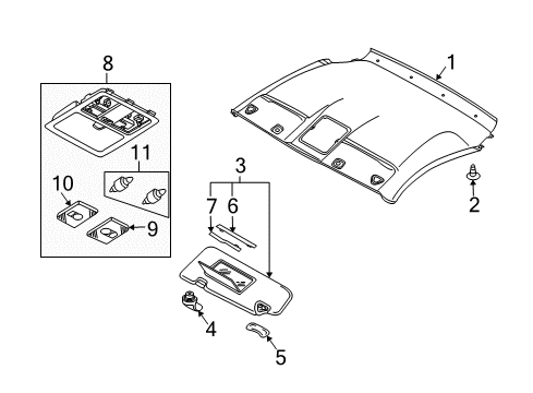 2008 Nissan 350Z Interior Trim - Roof Lamp Assembly-Map Diagram for 26430CD80E