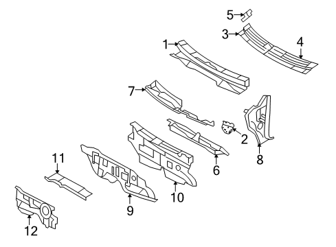 2007 Lincoln MKX Cowl Reinforce Panel Diagram for 7T4Z7802030A