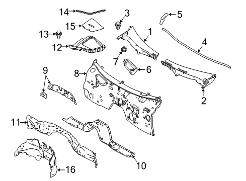 2021 Infiniti Q60 Cowl INSULATOR-Dash, Lower Front Diagram for 678104GA0A