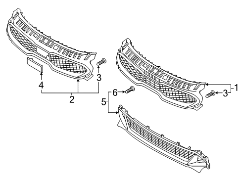 2018 Kia Stinger Grille & Components Front Bumper Grille Diagram for 86560J5600