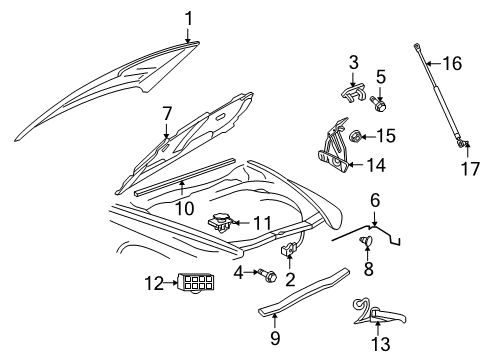 2008 Mitsubishi Raider Hood & Components Hood Rod Diagram for 55359726AC