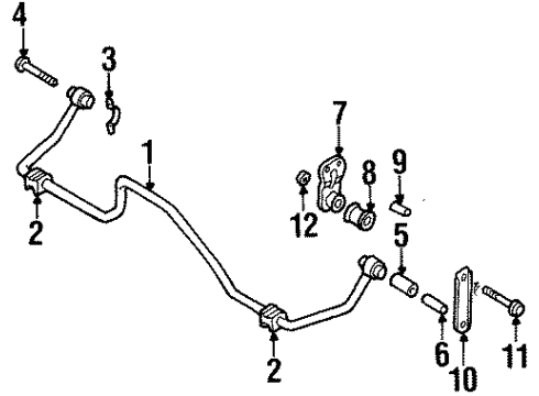 1998 Honda Passport Rear Suspension Components, Stabilizer Bar Shackle, Stabilizer Bar Diagram for 8971249140