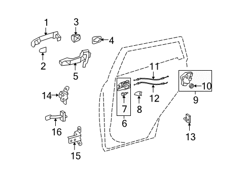 2009 Toyota Matrix Rear Door Lock Assembly Diagram for 6905002290