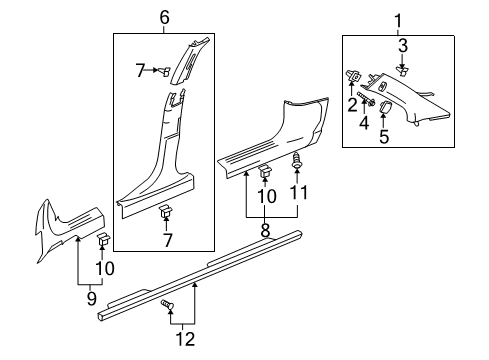 2006 Chevrolet Malibu Interior Trim - Pillars, Rocker & Floor Molding Asm-Windshield Side Upper Garnish *Neutral L Diagram for 22735733